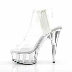 PLEASER Delight-633 Clear Stripper Pole Dancer T-Strap Platform Bootie 6