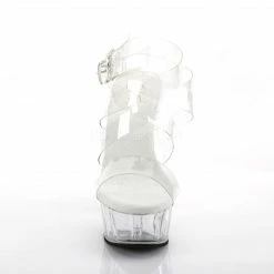 PLEASER Delight-635 Clear Double Criss Cross Strappy Platform Sandals 6