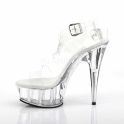 PLEASER Delight-635 Clear Double Criss Cross Strappy Platform Sandals 6