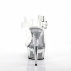 PLEASER Delight-635 Clear Double Criss Cross Strappy Platform Sandals 6