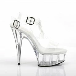 PLEASER Delight-635 Clear Double Criss Cross Strappy Platform Sandals 6