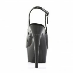 PLEASER Delight-654 Black Patent Slingback Peep Toe Platforms Sandals 6