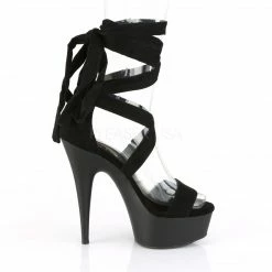 PLEASER Delight-671 Black Faux Suede Criss Cross Strappy Tie Up Sandals 6