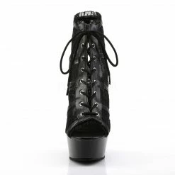 PLEASER Delight-696LC Black Lace Goth Sexy Platform Booties Open Toe 6