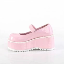 DEMONIA Dollie-01 Pink Hologram Patent Goth Mary Janes 3.25