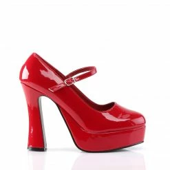 DEMONIA Dolly-50 Red Patent Mary Janes Chunky Platform Heels Plus Size 5-15