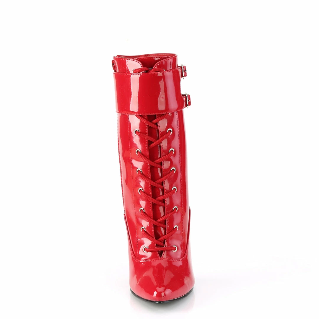 DEVIOUS Domina-1023 Red Patent Fetish 3 Sets Ankle Cuffs Boots Sz 5-15