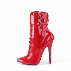 DEVIOUS Domina-1023 Red Patent Fetish 3 Sets Ankle Cuffs Boots Sz 5-15