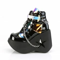 DEMONIA Dynamite-101 Goth Punk Star Cutout Cut Out Chains Platforms Wedges Heels