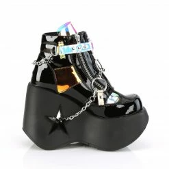 DEMONIA Dynamite-101 Goth Punk Star Cutout Cut Out Chains Platforms Wedges Heels