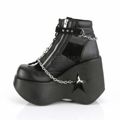DEMONIA Dynamite-101 Goth Punk Star Cutout Cut Out Chains Platforms Wedges Heels