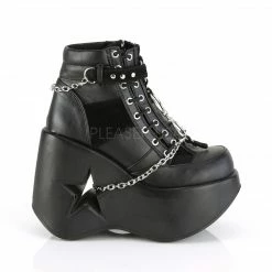 DEMONIA Dynamite-101 Goth Punk Star Cutout Cut Out Chains Platforms Wedges Heels