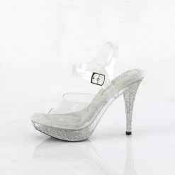 FABULICIOUS Elegant-408 Clear Rhinestone Fitness Model Comp Wedding Heels