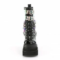 DEMONIA Eternal-115 Black Vegan Leather Magic Mirror PVC Bondage Goth Cyber Boot