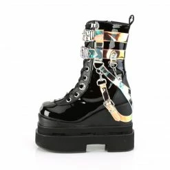 DEMONIA Eternal-115 Black Vegan Leather Magic Mirror PVC Bondage Goth Cyber Boot