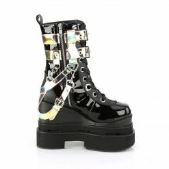 DEMONIA Eternal-115 Black Vegan Leather Magic Mirror PVC Bondage Goth Cyber Boot