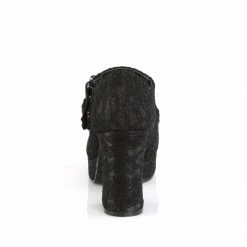 DEMONIA Gothika-09 Black Satin Lace Skull Goth Platforms Mary Janes 3.75