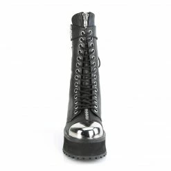 Mens/Unisex DEMONIA Gravedigger-14 Metal Toe Cap Goth Back Zip Men's Unisex Calf Ankle Boots