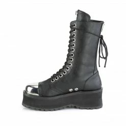 Mens/Unisex DEMONIA Gravedigger-14 Metal Toe Cap Goth Back Zip Men's Unisex Calf Ankle Boots