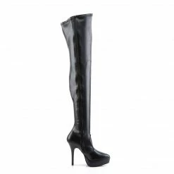DEVIOUS Indulge-3000 Black PU Drag Fetish Thigh Boots Large Plus Size 5-15