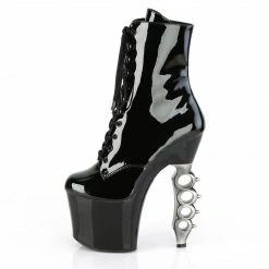 PLEASER Irongrip-1020 Black Chrome Knuckle Ankle Calf Platforms 7