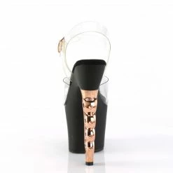 PLEASER Irongrip-708 Clear Black Copper Chrome Knuckle Ankle Platform 7