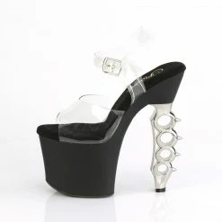 PLEASER Irongrip-708 Clear Black Copper Chrome Knuckle Ankle Platform 7