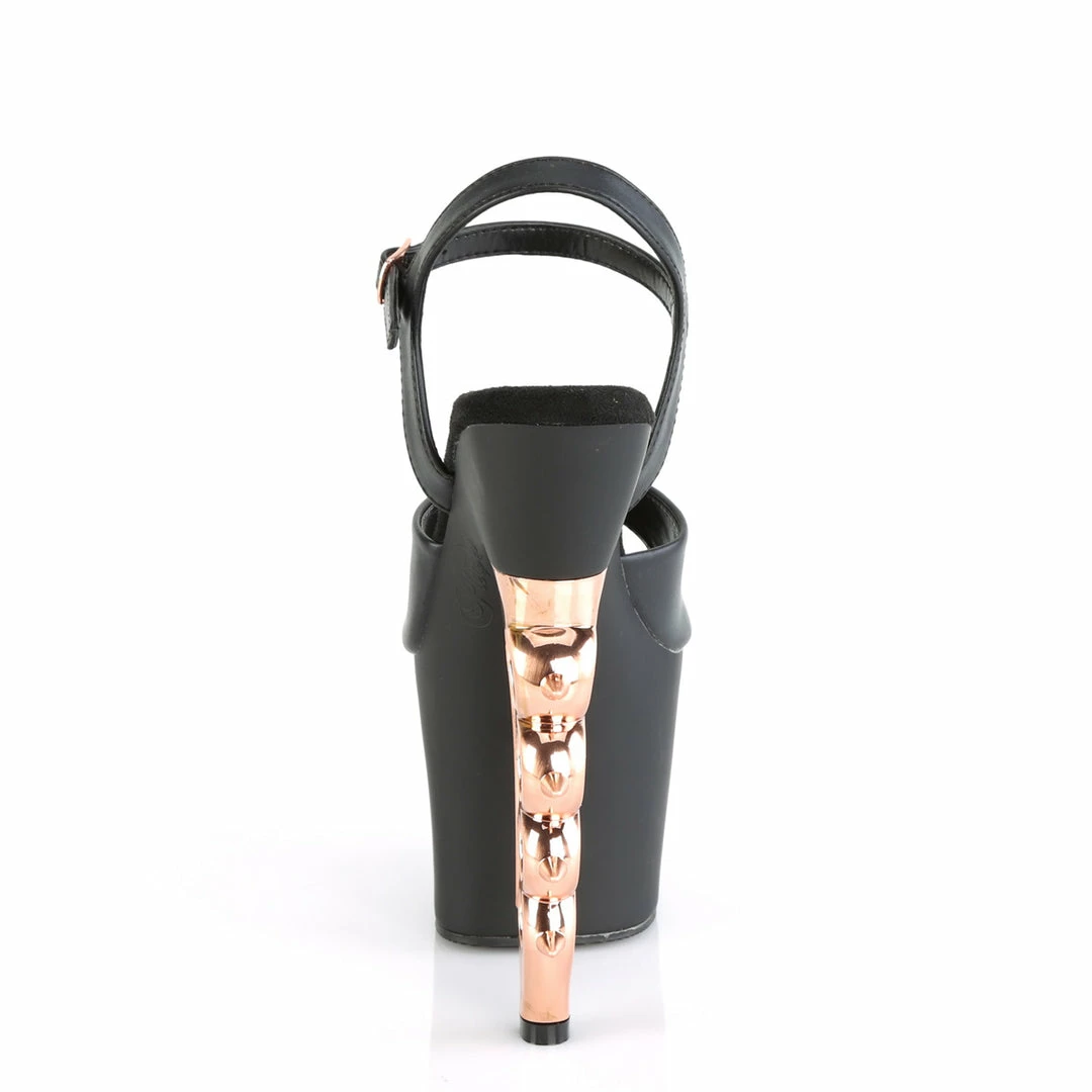 PLEASER Irongrip-709 Black Copper Silver Chrome Knuckle Ankle Platform 7" Heels