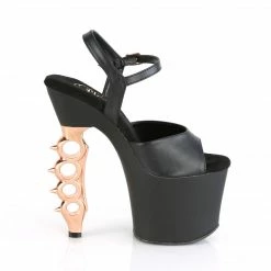 PLEASER Irongrip-709 Black Copper Silver Chrome Knuckle Ankle Platform 7