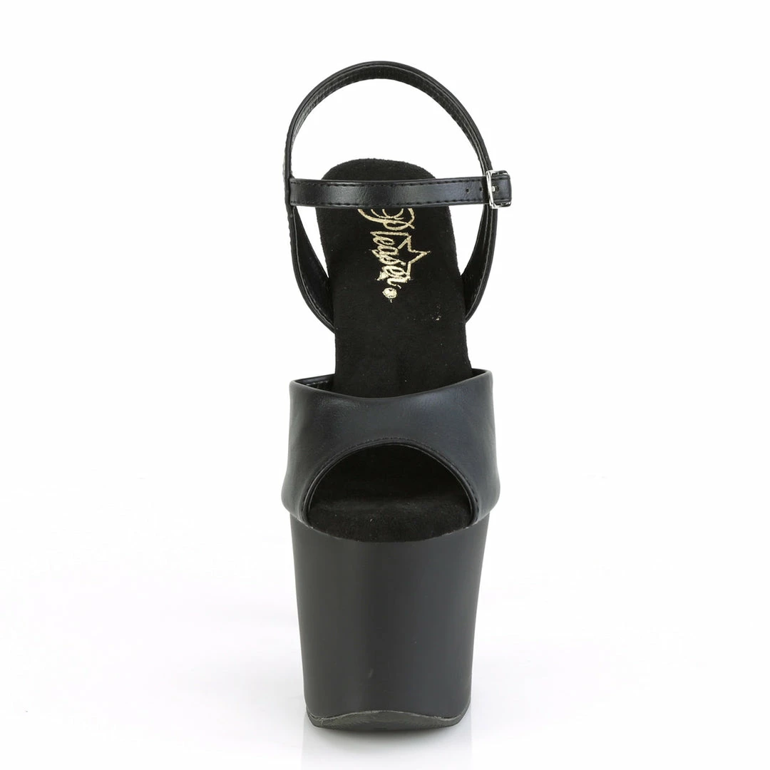 PLEASER Irongrip-709 Black Copper Silver Chrome Knuckle Ankle Platform 7" Heels