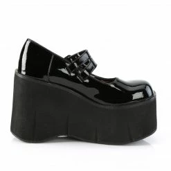 DEMONIA Kera-08 Black Patent Goth Punk Lolita Double Strap Buckle Mary Janes Platforms Heels