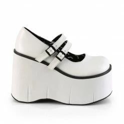 DEMONIA Kera-08 White Goth Punk Lolita Double Strap Buckle Mary Janes Platforms Heels