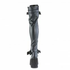 DEMONIA Kera-303 Black White Removeable Oversized Bows Goth Platforms Thigh Boot