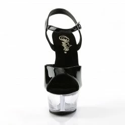 PLEASER Kiss-209 Black Patent Clear Dancer Club Strap Platform 6" Heels 5-14
