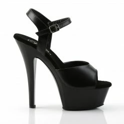 PLEASER Kiss-209 Black Leather Dancer Club Strap Platform 6