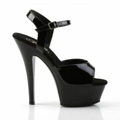 PLEASER Kiss-209 Black Patent Dancer Club Strap Platform 6