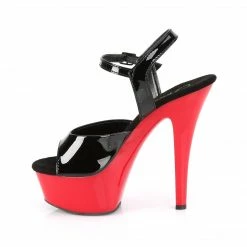 PLEASER Kiss-209 Black Patent Red Dancer Club Strap Platform 6