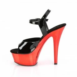 PLEASER Kiss-209 Black Red Chrome Dancer Club Strap Platform 6