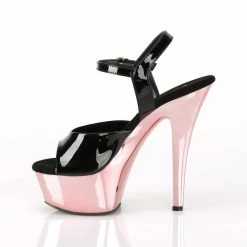 PLEASER Kiss-209 Pink Rose Gold Chrome Dancer Club Strap Platform 6