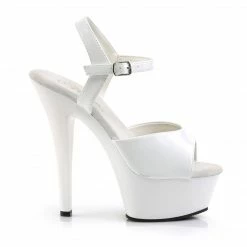 PLEASER Kiss-209 White Patent Dancer Club Strap Platform 6