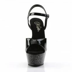 PLEASER Kiss-209MG Black Iridescent Glitter Dancer Club Strap Platform 6