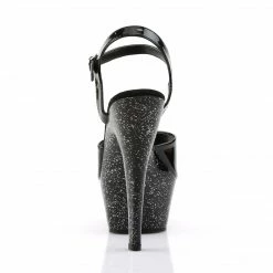 PLEASER Kiss-209MG Black Iridescent Glitter Dancer Club Strap Platform 6