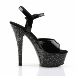 PLEASER Kiss-209MG Black Iridescent Glitter Dancer Club Strap Platform 6