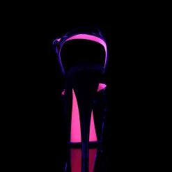 PLEASER Kiss-209 Black UV Neon Pink Dancer Club Strap Platform 6