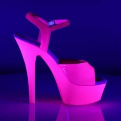 PLEASER Kiss-209 UV Reactive Neon Pink Dancer Club Strap Platform 6
