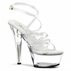 PLEASER Kiss-206 Clear Strappy Sripper Pole Dancer Club Platforms 6" Heels 4-13