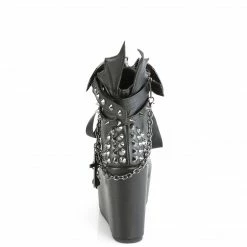 DEMONIA Poison-107 Black Stud Spike Batwing Cross Pentagram Skull Platform Boots Shoes