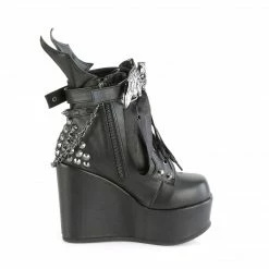 DEMONIA Poison-107 Black Stud Spike Batwing Cross Pentagram Skull Platform Boots Shoes