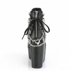 DEMONIA Poison-95 Goth Pentagram Charm Cage Bootie Strappy Bondage Wedge Heels