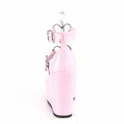 DEMONIA Poison-99-2 Pink Silver Hologram Goth Hearts Mary Janes Platforms Heels